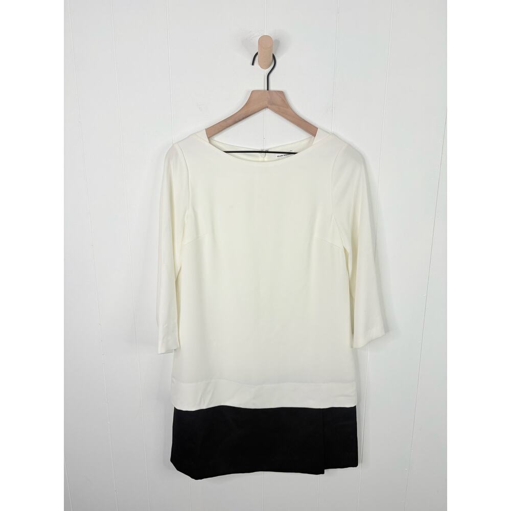 Club Monaco Layered Colorblock Drop Waist Dress Size 2 White Black